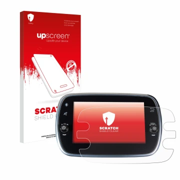 Front side of a product packaging with the brand logo upscreen. Next to it is the device Fiat 500X 2016-2019 Uconnet 7