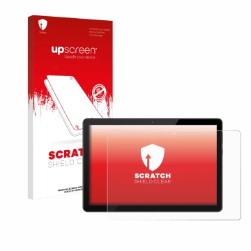 Front side of a product packaging with the brand logo upscreen. Next to it is the device Huawei MediaPad T5 10 shown with the 