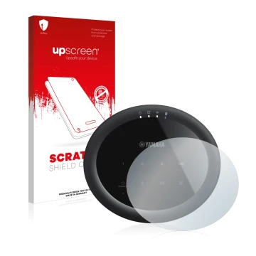 Front side of a product packaging with the brand logo upscreen. Next to it is the device Yamaha MusicCast 20 shown with the co