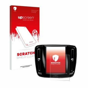 Front side of a product packaging with the brand logo upscreen. Next to it is the device Volvo XC40 Sensus Connect 8.7