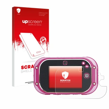 Front side of a product packaging with the brand logo upscreen. Next to it is the device Vtech Kidizoom Touch 5.0 2018 shown w