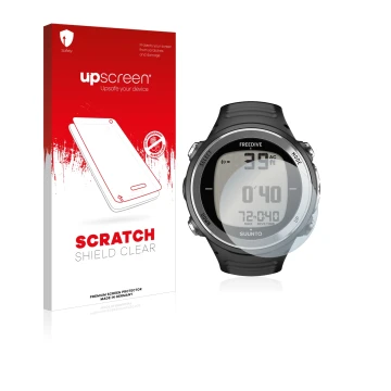Front side of a product packaging with the brand logo upscreen. Next to it is the device Suunto D4F shown with the correspondi