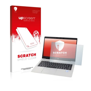 Front side of a product packaging with the brand logo upscreen. Next to it is the device HP EliteBook 830 G5 Non-Touch shown w