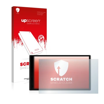 Front side of a product packaging with the brand logo upscreen. Next to it is the device Garmin DriveSmart 65 shown with the c