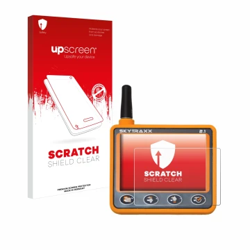Front side of a product packaging with the brand logo upscreen. Next to it is the device Skytraxx 2.1 Vario shown with the cor