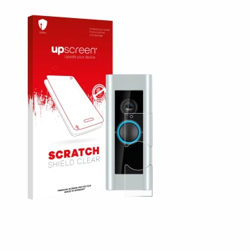 Front side of a product packaging with the brand logo upscreen. Next to it is the device Ring Video Doorbell Pro (Version 2) s