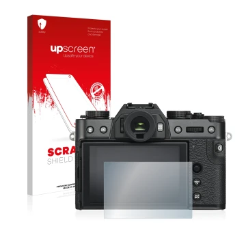 Front side of a product packaging with the brand logo upscreen. Next to it is the device Fujifilm X-T30 shown with the corresp