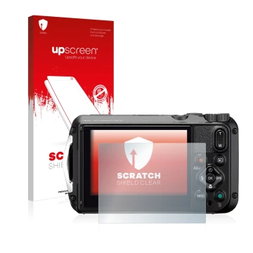 Front side of a product packaging with the brand logo upscreen. Next to it is the device Ricoh WG-6 shown with the correspondi