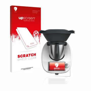 Front side of a product packaging with the brand logo upscreen. Next to it is the device Vorwerk Thermomix TM6 shown with the 