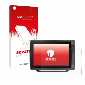 Front side of a product packaging with the brand logo upscreen. Next to it is the device Garmin ECHOMAP Ultra 122sv shown with