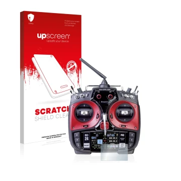 Front side of a product packaging with the brand logo upscreen. Next to it is the device Graupner mz-24 Pro shown with the cor