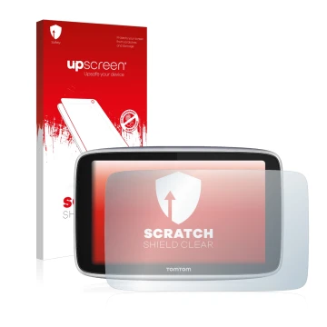 Front side of a product packaging with the brand logo upscreen. Next to it is the device TomTom GO Premium X shown with the co