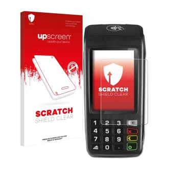 Front side of a product packaging with the brand logo upscreen. Next to it is the device ingenico Move/5000 shown with the cor