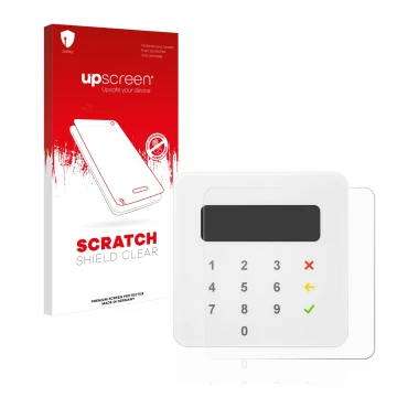 Front side of a product packaging with the brand logo upscreen. Next to it is the device SumUp Air shown with the correspondin