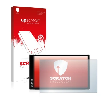 Front side of a product packaging with the brand logo upscreen. Next to it is the device Garmin Camper 780 shown with the corr