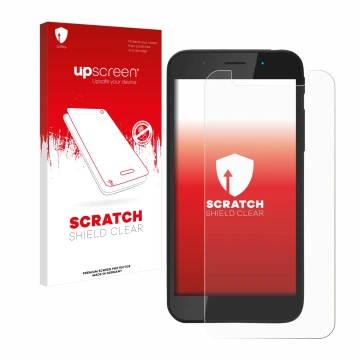 Front side of a product packaging with the brand logo upscreen. Next to it is the device Shiftphones Shift5me shown with the c