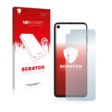 Front side of a product packaging with the brand logo upscreen. Next to it is the device Motorola One Action shown with the co