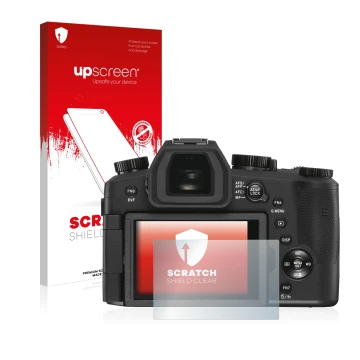 Front side of a product packaging with the brand logo upscreen. Next to it is the device Leica V-LUX 5 shown with the correspo