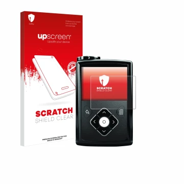 Front side of a product packaging with the brand logo upscreen. Next to it is the device Medtronic Minimed 640G shown with the