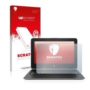 Front side of a product packaging with the brand logo upscreen. Next to it is the device HP ProBook x360 11 G3 shown with the 