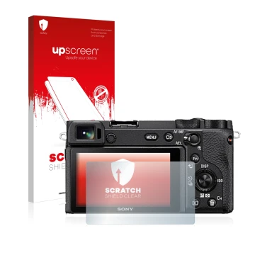 Front side of a product packaging with the brand logo upscreen. Next to it is the device Sony Alpha 6600 shown with the corres