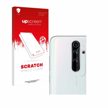 Front side of a product packaging with the brand logo upscreen. Next to it is the device Xiaomi Redmi Note 8 Pro (ONLY Camera 