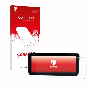 Front side of a product packaging with the brand logo upscreen. Next to it is the device Mercedes-Benz Actros 2019 Cockpit 12