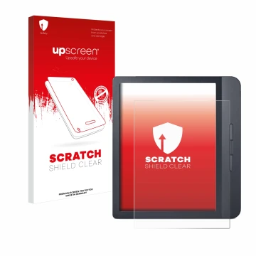 Front side of a product packaging with the brand logo upscreen. Next to it is the device Kobo Libra H2O shown with the corresp