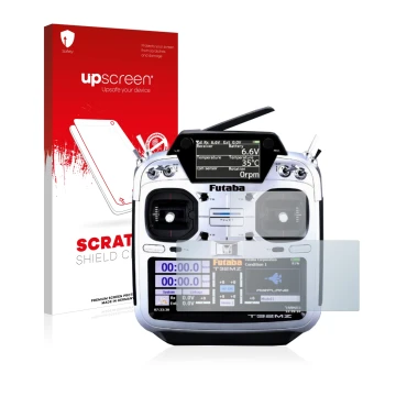 Front side of a product packaging with the brand logo upscreen. Next to it is the device Robbe Futaba T32MZ shown with the cor