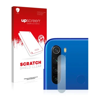 Front side of a product packaging with the brand logo upscreen. Next to it is the device Xiaomi Redmi Note 8T (ONLY Camera Len