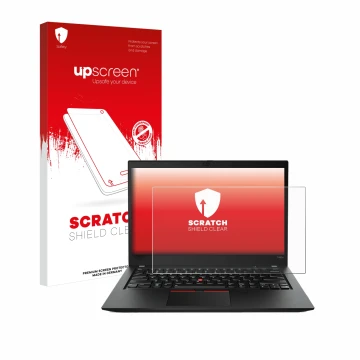 Front side of a product packaging with the brand logo upscreen. Next to it is the device Lenovo ThinkPad T490s shown with the 
