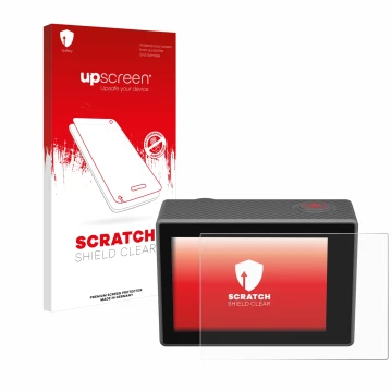Front side of a product packaging with the brand logo upscreen. Next to it is the device Akaso V50 Elite shown with the corres