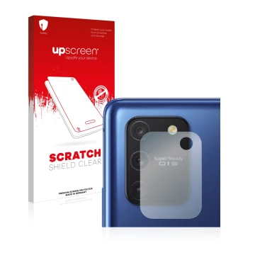 Front side of a product packaging with the brand logo upscreen. Next to it is the device Samsung Galaxy S10 Lite (ONLY Camera 