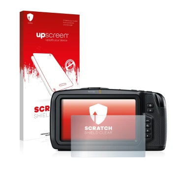 Front side of a product packaging with the brand logo upscreen. Next to it is the device Blackmagic Pocket Cinema Camera 6K sh