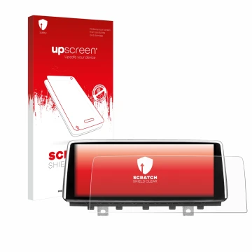 Front side of a product packaging with the brand logo upscreen. Next to it is the device BMW X5 F15 2013-2018 Infotainment Sys