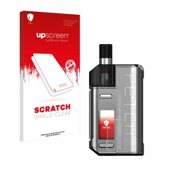 Front side of a product packaging with the brand logo upscreen. Next to it is the device Smok Fetch 80W Pro shown with the cor
