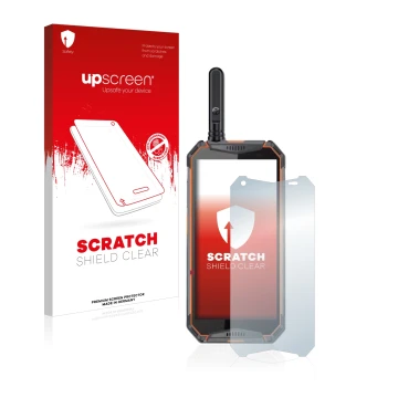Front side of a product packaging with the brand logo upscreen. Next to it is the device Ulefone Armor 3w shown with the corre
