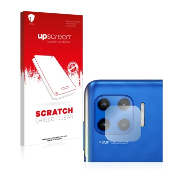 Front side of a product packaging with the brand logo upscreen. Next to it is the device Motorola Moto G 5G Plus (ONLY Camera 