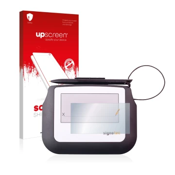 Front side of a product packaging with the brand logo upscreen. Next to it is the device Signotec Signature Sigma Lite shown w