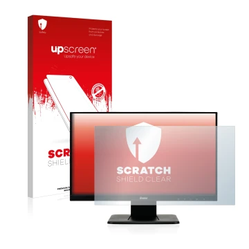 Front side of a product packaging with the brand logo upscreen. Next to it is the device Iiyama ProLite T2252MSC-B1 shown with