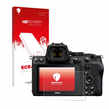 Front side of a product packaging with the brand logo upscreen. Next to it is the device Nikon Z 5 shown with the correspondin