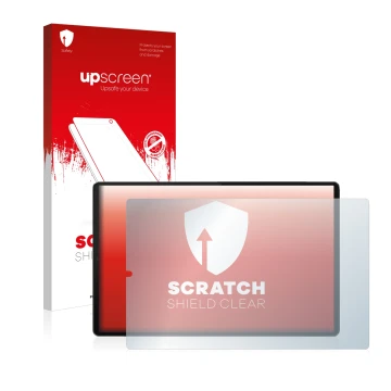 Front side of a product packaging with the brand logo upscreen. Next to it is the device Lenovo Tab M10 FHD Plus (Landscape) s