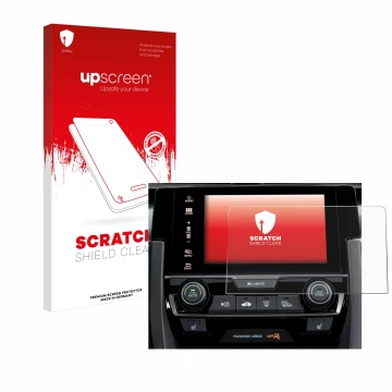Front side of a product packaging with the brand logo upscreen. Next to it is the device Honda Civic 2020 Infotainment System 