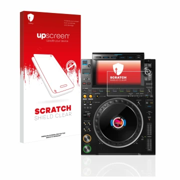 Front side of a product packaging with the brand logo upscreen. Next to it is the device Pioneer CDJ 3000 shown with the corre