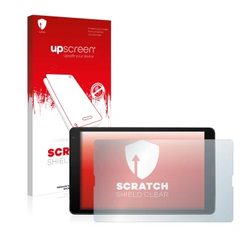 Front side of a product packaging with the brand logo upscreen. Next to it is the device MEDION Lifetab E10420 shown with the 