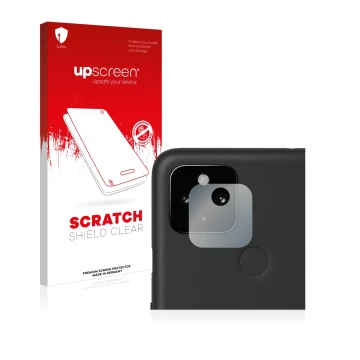 Front side of a product packaging with the brand logo upscreen. Next to it is the device Google Pixel 4a 5G (ONLY Camera Lens)