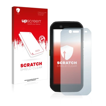 Front side of a product packaging with the brand logo upscreen. Next to it is the device Caterpillar Cat S42 shown with the co