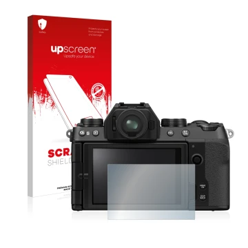 Front side of a product packaging with the brand logo upscreen. Next to it is the device Fujifilm X-S10 shown with the corresp