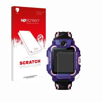 Front side of a product packaging with the brand logo upscreen. Next to it is the device Imoo Watch Phone Z6 shown with the co