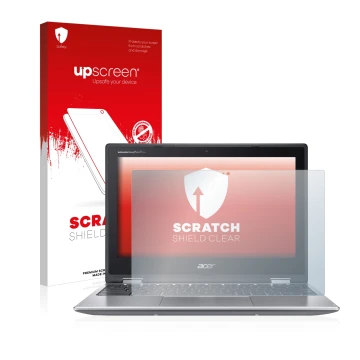 Front side of a product packaging with the brand logo upscreen. Next to it is the device Acer Chromebook Spin 311 shown with t